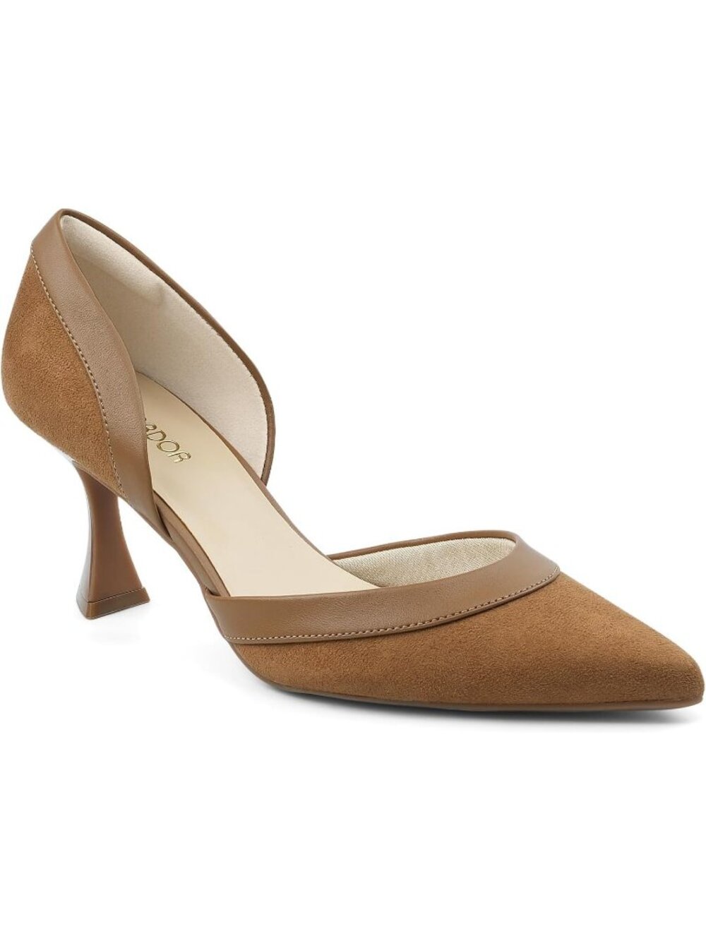 Women's Brown Low Heel Pointed Closed Toe Comfortable Stiletto Party Pumps Shoes